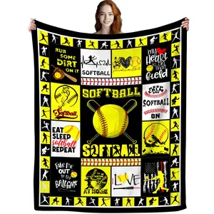 Softball Soft Flannel Blankets and Throws Outdoor Ball for Bedding Boys Girls adults Gifts 50×40