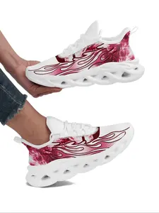 Women's Flame Design Trendy Casual Shoes, Lightweight Breathable Fashion Sneakers, Cool Trainers for Walking Gym Daily Wear, Plus Size