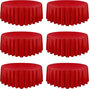 6 Pack Round Tablecloths - Red Table Cloth, 90 Inch Round Table Cloth, Washable Table Covers for Wedding,, Dining, Banquet