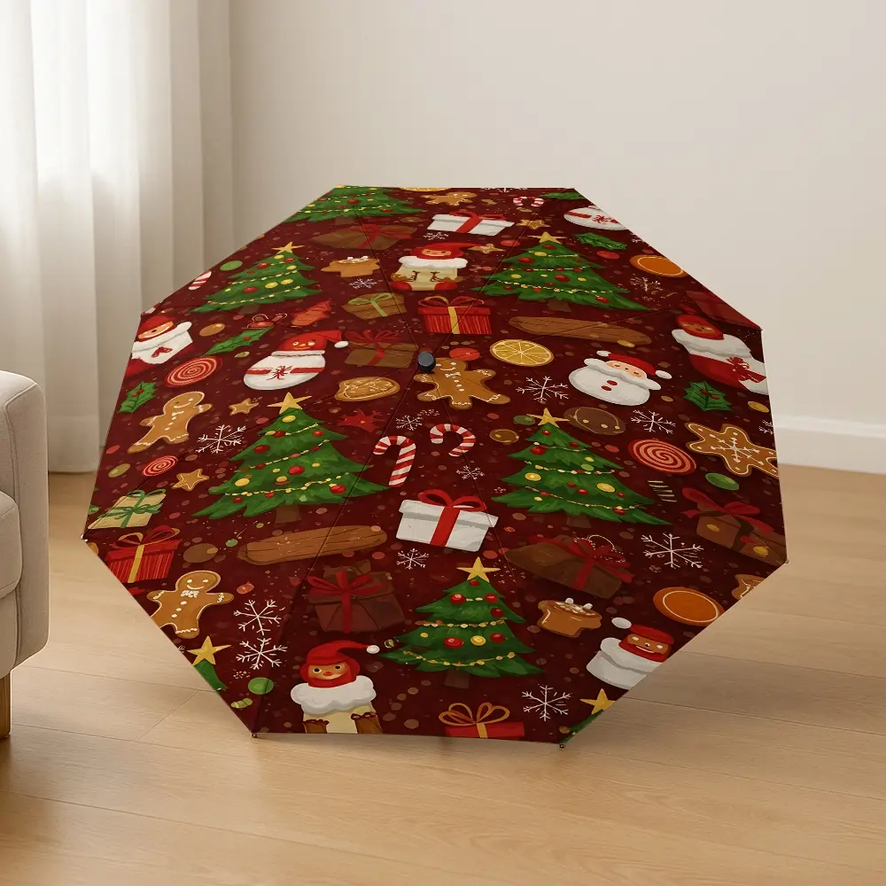 Christmas Portable Rain and Sun Dual-Use Umbrella, Automatic Folding Coated UV Protection, Unisex Gift for Boys and Girls