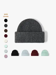 Women's Knitted Wool Hat, Simple Solid Color Design, Warm Windproof Function, Knit Material, Daily Wear, Autumn Winter Fashion, Knitting Beanie