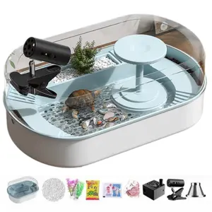 All - in - One Turtle Tank Ecosystem Kit with Pump Circulation, Water Pump + Landscaping + Basking Lamp Set, Lazy - Friendly Home Habitat, Easy Reptile Terrarium for Turtle Keeping