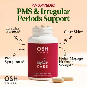 Cycle Care Menstrual Support All-In-One Dietary Supplement, Hormone Balance - Vitex, Shatavari, Borage Oil & Brahmi Organic Vitamin Healthcare  - OSH Wellness