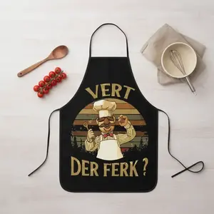 Der Ferk Swedish Chef Retro Apron with Unique Design and Fun Graphics, Ideal for Cooking and Baking Enthusiasts, Novelty Cooking Aprons