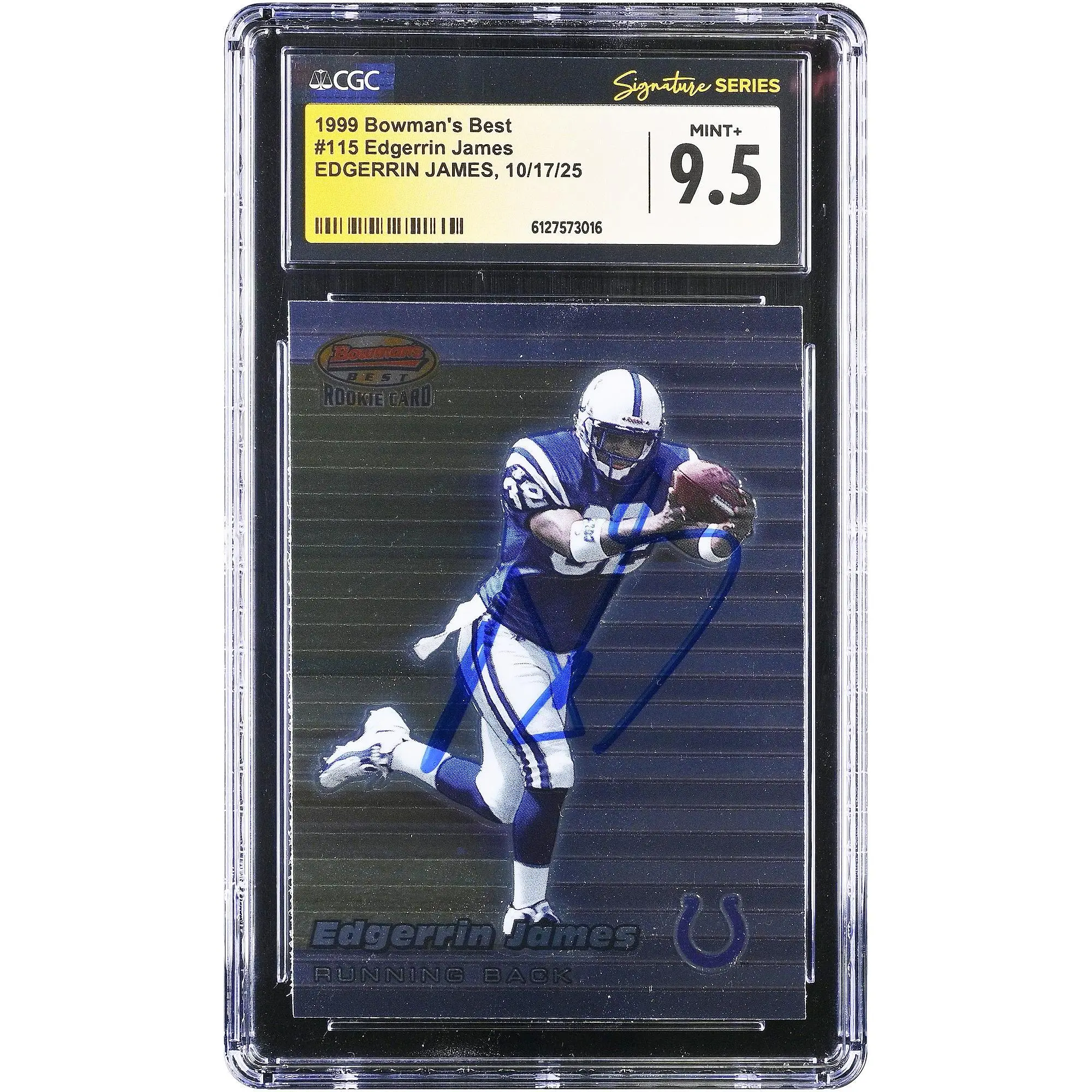 Edgerrin James Indianapolis Colts Autographed 1999 Topps Bowman's Best #115 CGC Authenticated Mint 9.5 Rookie Card - Fanatics Authentic Certified