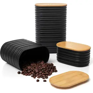 3 count Black Canisters Sets For The Kitchen, Airtight Plastic Canister With  Lid, Coffee And Sugar Canister Set, Decorative Sugar Container, Kitchen Decor For Counter