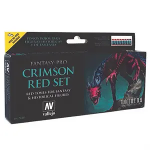 212 MAIN Acrylicos Vallejo Fantasy Pro 17ml Crimson Red Paint Set - Set of 8, Office & School Stationery Supplies