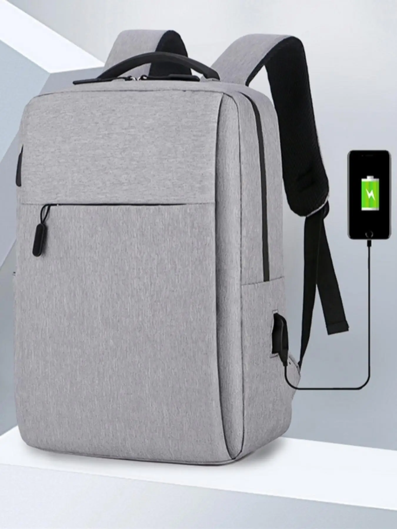 Casual Solid Color Laptop Backpack with USB Charging Port, Lightweight Waterproof and Shockproof Backpack for Men & Women, 15.6 Inch Laptop Bag, Outdo