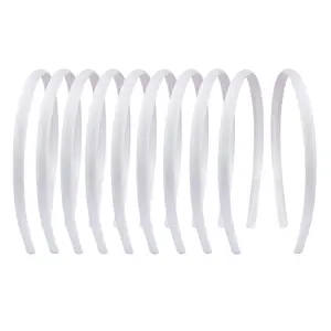 20 count 1 CM White Plain Satin Headbands Fabric Hard  Bands Solid Color White Hoop DIY Craft Hairbands Hair Pieces for Women Girls