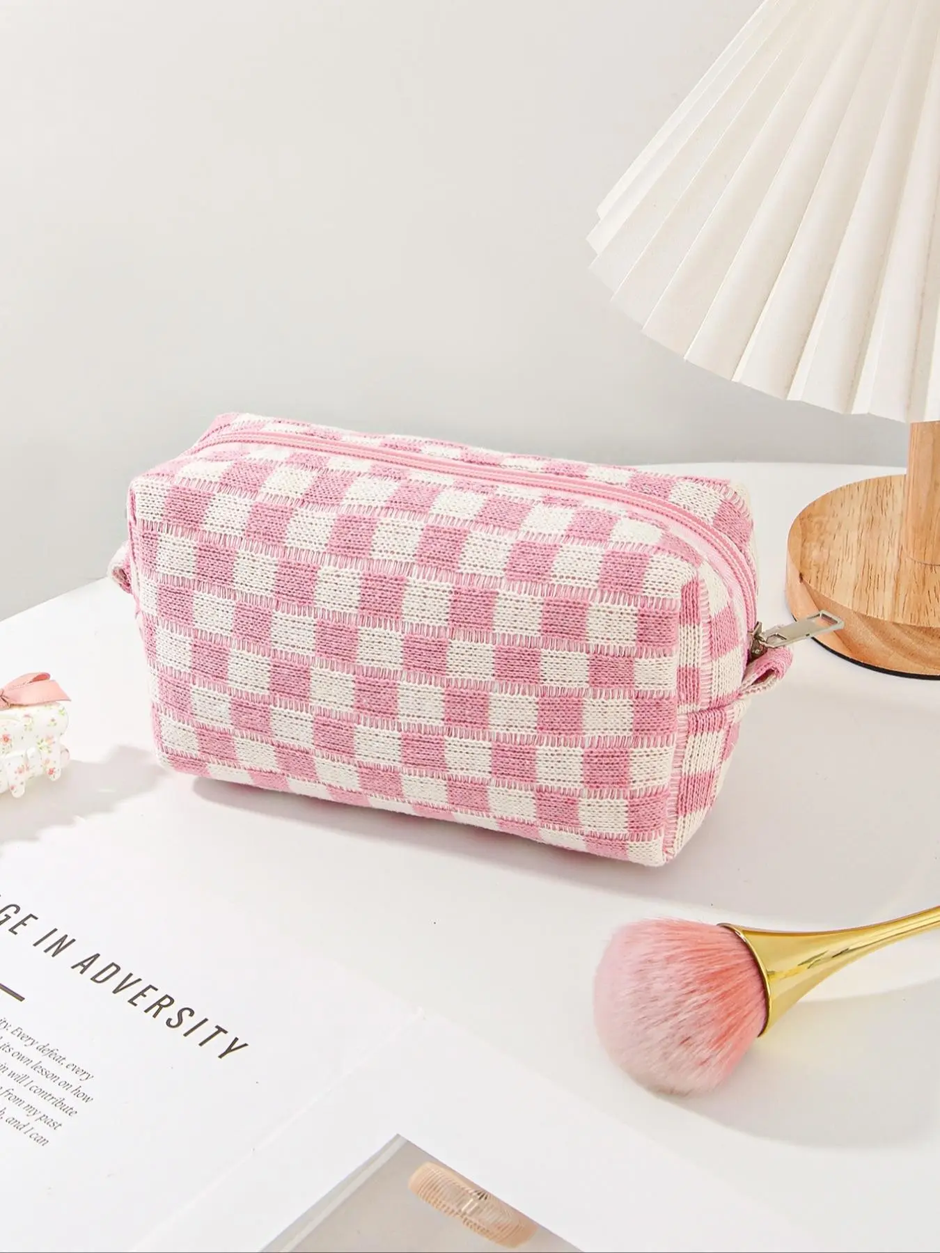 Plaid Pattern Makeup Bag Set, Cute Zipper Makeup Organizer, Cosmetic Beauty Organisers, Makeup Pouch, Versatile Storage Bag for Cosmetic, Skin Care, Travel Essentials, Dormitory Essentials, Makeup Bags Set