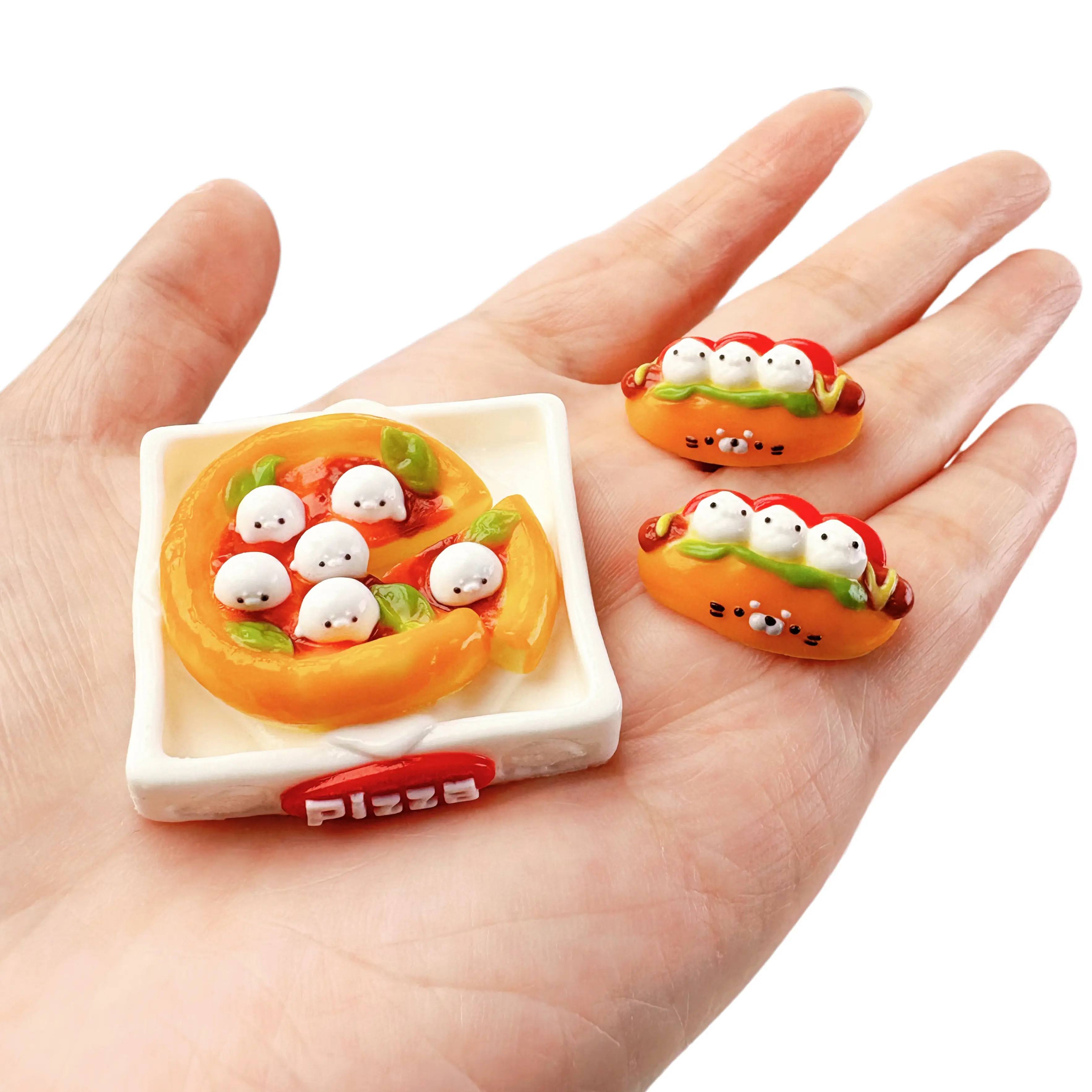 1/6 scale miniature pretend food taba squishy toys pizza hot dog seal squishy with soft and sticky texture