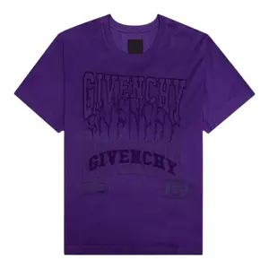 Givenchy Embroidered Logo Oversized Short Sleeve Tee Shirt Purple