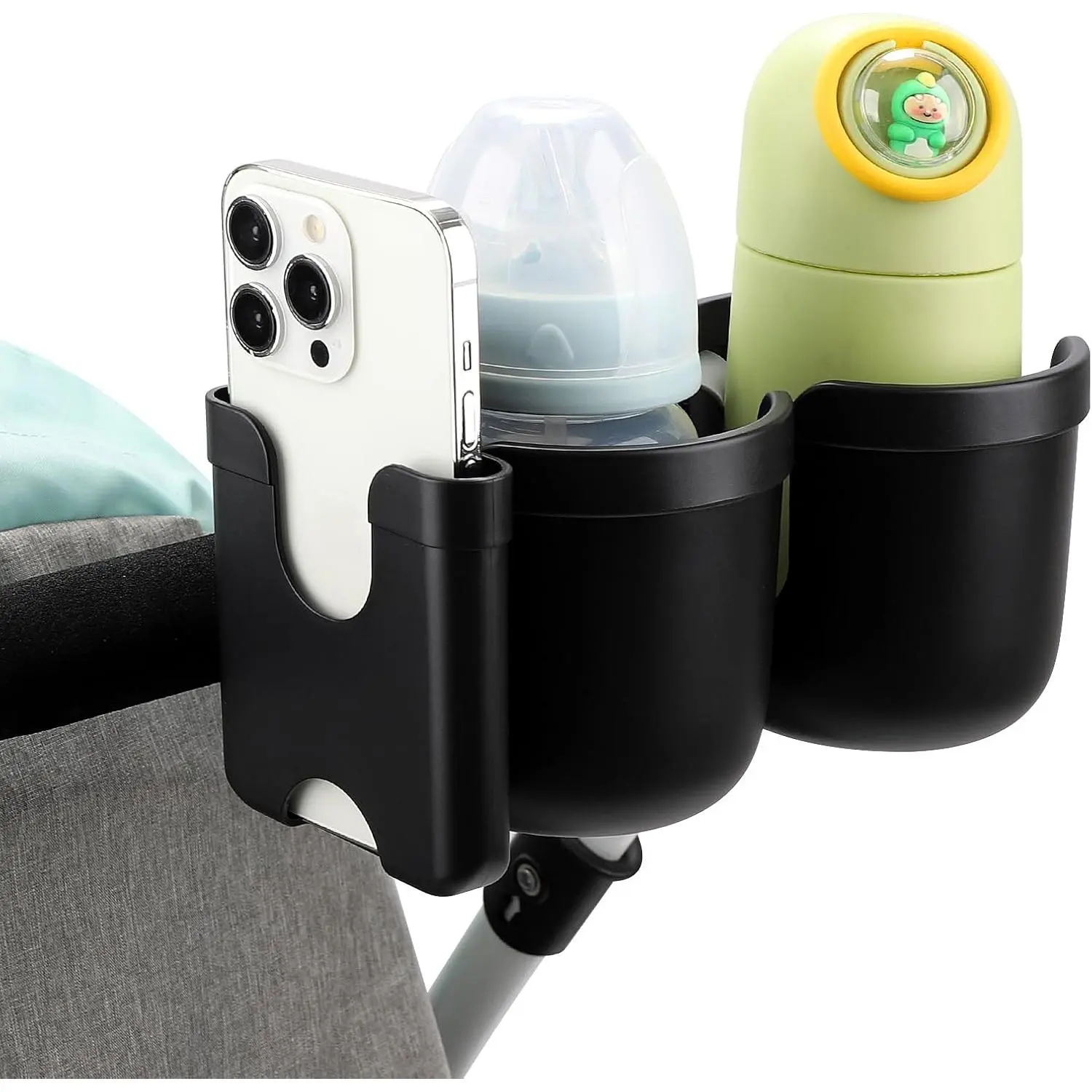 Stroller Cup Holder with Phone Holder, Bike Cup Holder, Universal Cup Holder for Uppababy Nuna Doona Strollers, 2-in-1 Cup Phone Holder for Stroller Bike Wheelchair Walker Accessory Stroller Cup Holder with Phone Holder, Bike Cup Holder, Universal Cup Holder for Uppababy Nuna Doona Strollers, 2-in-1 Cup Phone Holder for Stroller Bike Wheelchair Walker Accessory