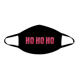 HO HO HO Red Glitter Black Face Mask