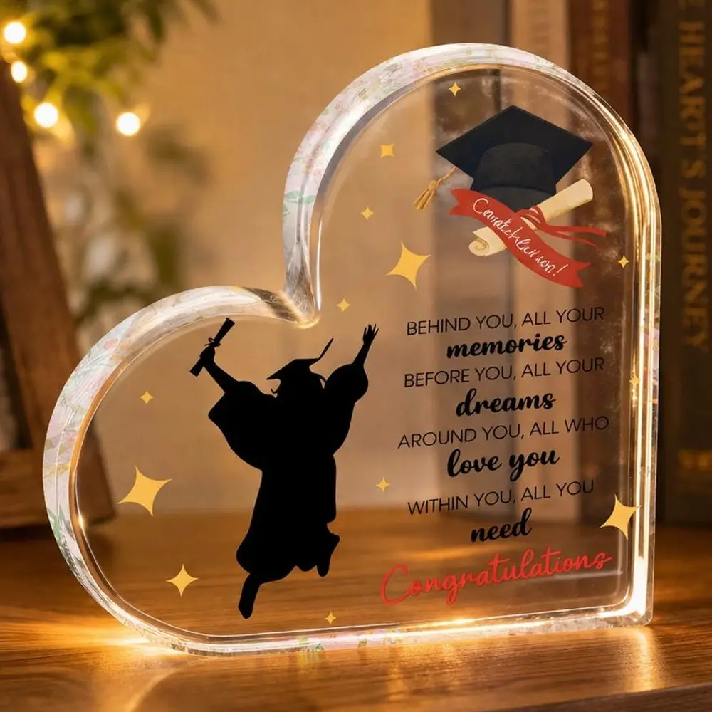 Graduation Heart Acrylic Plaque, Graduate Design, College High School Gift For Her Him