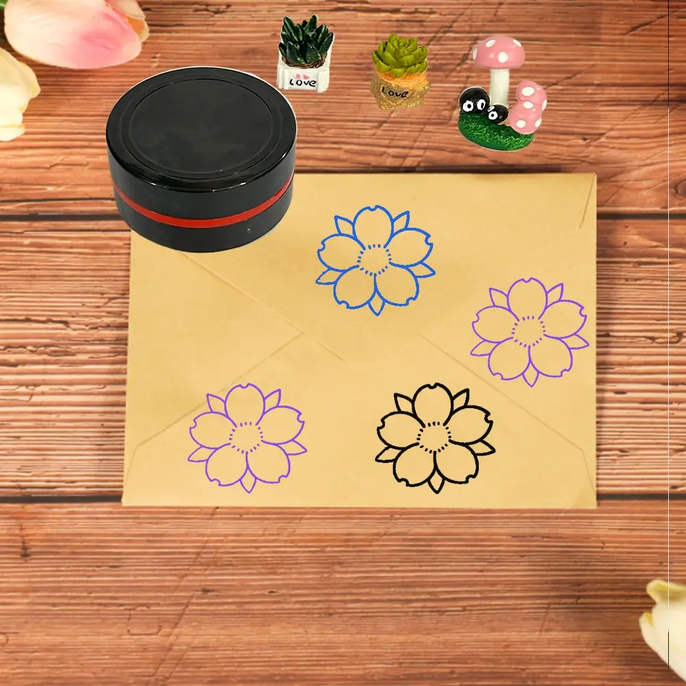 Three Color Sakura Pattern Stamp, Floral Postage Stamp, Suitable for Handmade Crafts, Art Supplies, Letter Journals, Scrapbooks