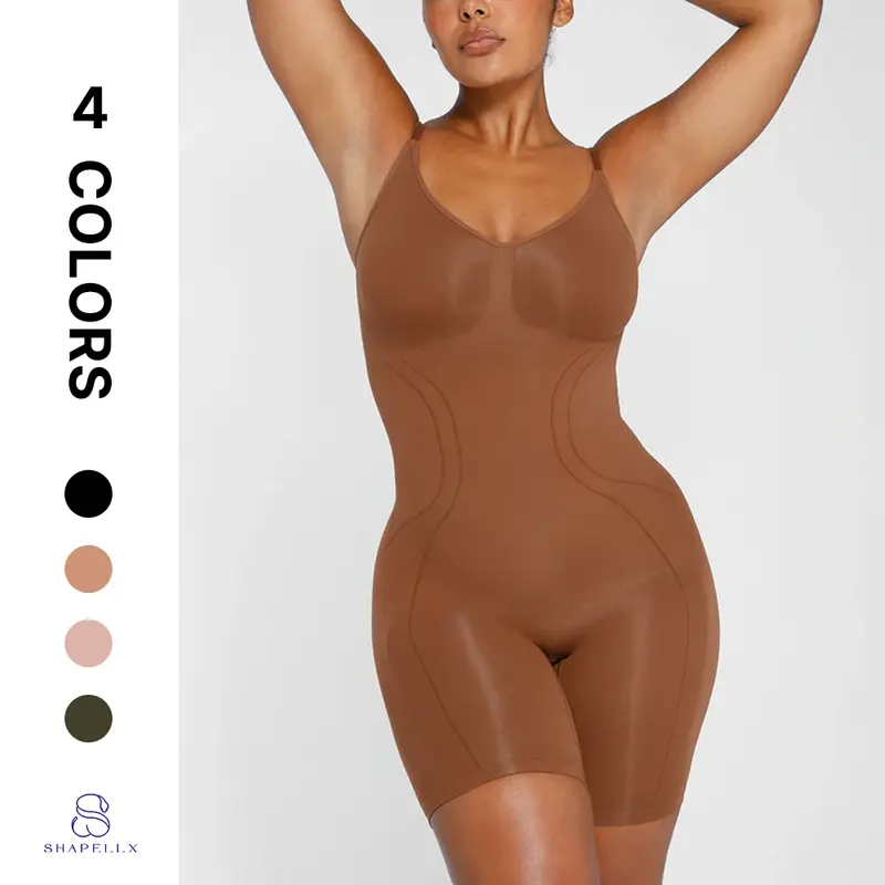 Shapellx Women's Seamless Shapewear Bodysuit - Basic, Lightweight, Breathable Fabric, Adjustable, Smoothing for Casual Outfits