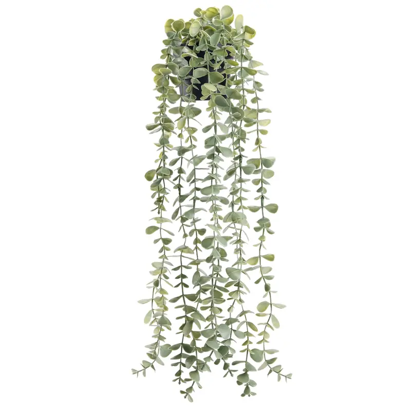 1-Piece Vintage Boho Style Hanging Potted Faux Eucalyptus Plant, Artificial Indoor Plant, Lifelike for Farmhouse, Office & Room Decor