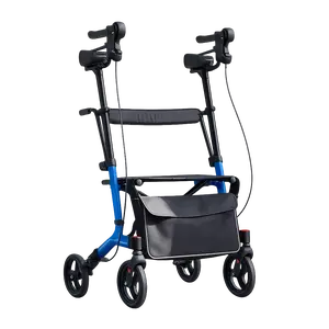 450lbs Heavy Duty Rollator Walker for Seniors with Seat, Foldable Upright Walker with 10" All-Terrain Rubber Wheels, Lightweight Height Adjustable Rolling Walker with Backrest for Adults, Black/Blue/Red