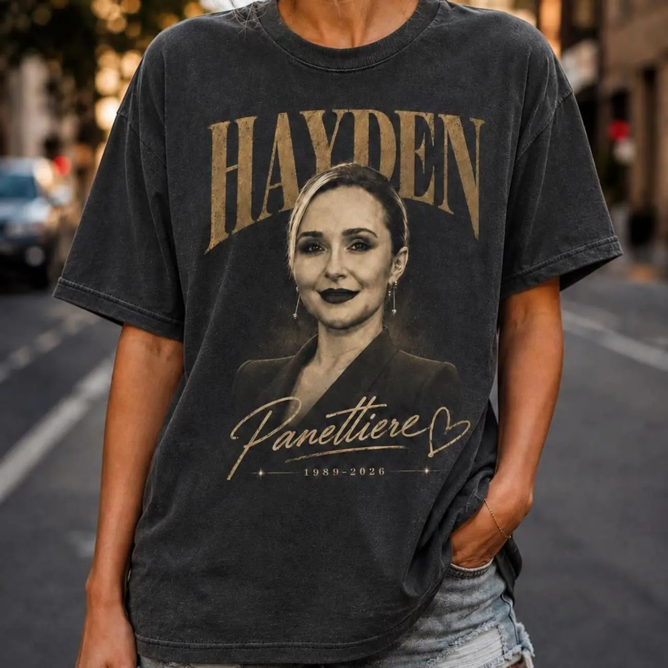 Hayden Panettiere Memorial Shirt, Hayden Panettiere Tribute Tee, Actress Memorial T Shirt, Celebrity Fan Shirt, Vintage Black Graphic Tee LWR