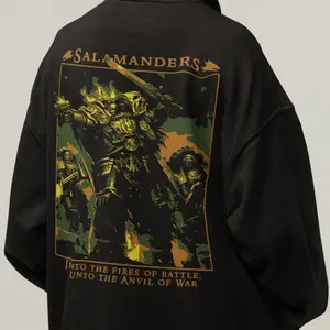 Salamanders Warhammer 40K Hoodie, Unisex Cotton Hooded Top, Space Marine Fan Clothing, Anvil of War Graphic Design