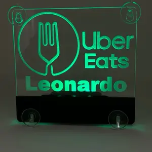 Customizable Acrylic LED Sign – 7 Color Choices, Personalized Name Display, Wireless & Rechargeable, Includes 4 Suction Cups & USB Charger, Ideal for Rideshare & Mobile Businesses