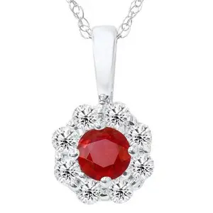 1ct Ruby Diamond Halo Pendant 14K White Gold 1ct Ruby Diamond Halo Pendant 14K White Gold