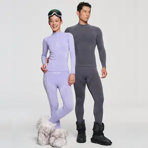 Ultra soft wool insulation base, men's and women's far-infrared thermal underwear, moisture absorbing, fast drying, breathable, skiing, hiking, camping, color block design