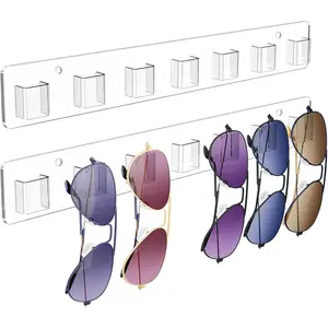Meaocer Sunglasses Organizer 2 Pack, Wall Glasses Holder, Acrylic Sunglasses Display, Eyeglass Organizer for Multiple Glasses for Office & Home Decor, Unique Gifts for Husband, Women & Girls, Clear