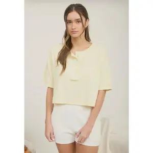Butter Yellow Cropped Henley