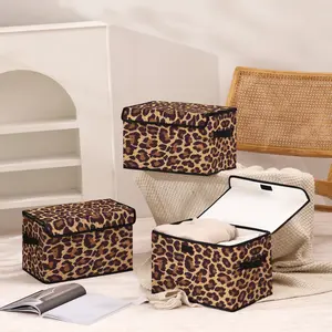 Leopard Print with Handles, Bedroom Closet Organizer, Bed Underneath Storage for Clothes Blankets Sheets Toys, Bed Sheets Organizers, Clothes Storage Organiser