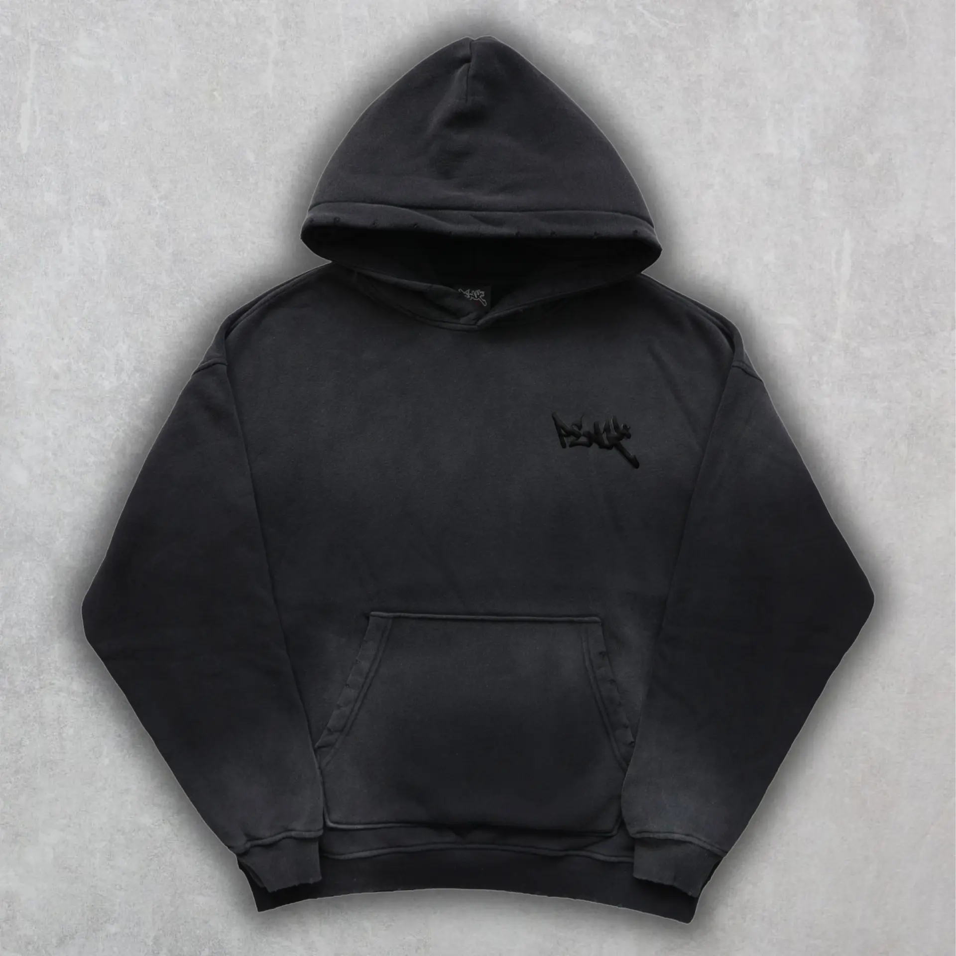Peak Puff Washed Hoodie - Black