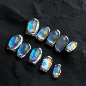 Dream Creation Silver Black Lazer Icecube Press On Nail
