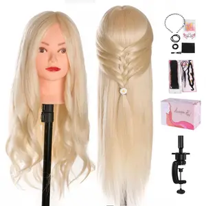 Mannequin ,  24 Inch Creamy-White Long Hair Styling   Manikin  Doll  with Clamp Stand and Accessories (Suitable for Straightening, Curling, Perming)