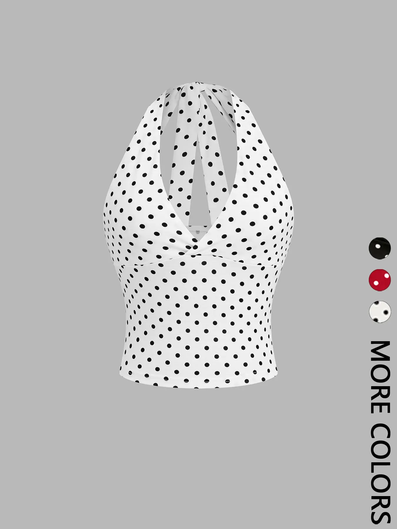 1 Piece Women Polka Dot Halter Tie, Halter Design Backless Crop Top Mesh Splice Slim Fit Sleeveless Camisole Tank Top Deep V Neck Y2K Street Club Night Out For Ladies Summer Sexy Casual Layering Outfit
