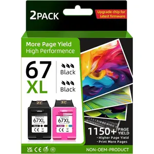 Printer Ink 67 Compatible for  67 Ink Cartridges Black/Color Combo Pack for  Ink 67 for  67 Ink Fit for DeskJet 2855e 2800e 4155e 2755e 2700 2700e 4100 4255e Envy 6055e 6455e 6000 6400 Printer