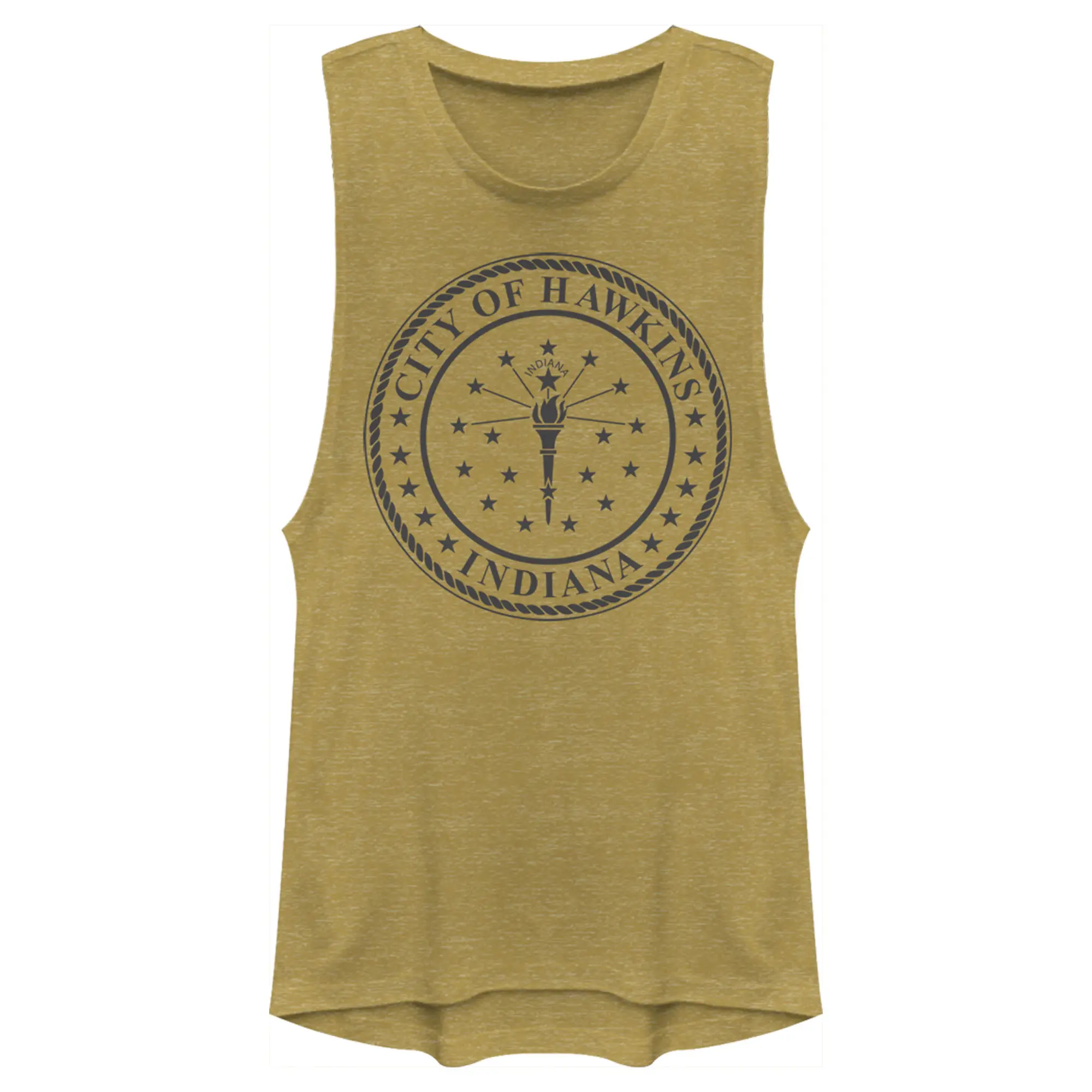 Juniors Womens Stranger Things City of Hawkins Crest Festival Muscle Tee