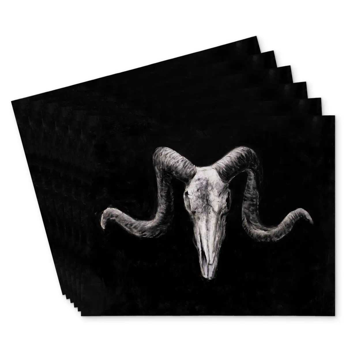 Gothic Halloween 6-Piece Polyester Placemat & Coaster Set with 360-Stand, 14x18in Rectangular Skull Skeleton Grunge Design, Spill Proof Stain Resistant Durable Kitchen Tableware Adds a Bold Touch for Home Decor