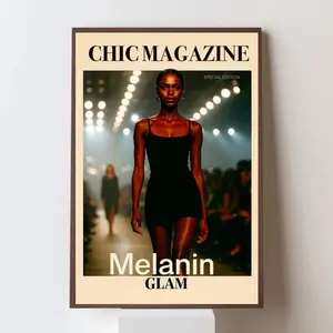 Melanin Fashion Wall Art, Chic Black Woman Runway Poster, Modern Room Decor, Unframed