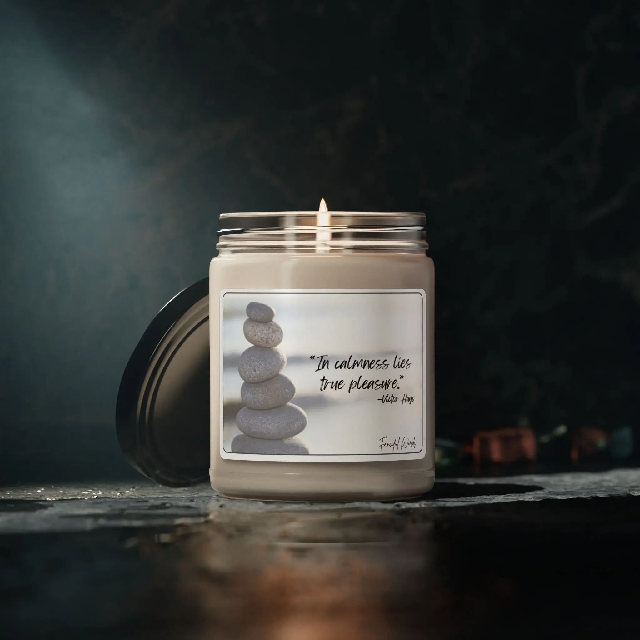 Serenity Quote Scented Soy Candle, 9oz "In Calmness Lies True Pleasure."