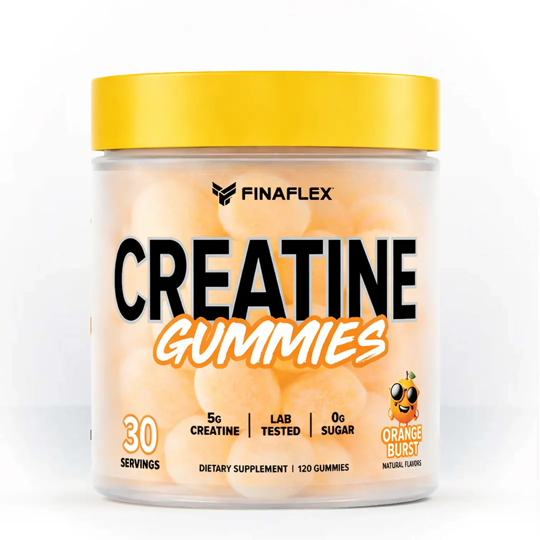 FINAFLEX Creatine Gummies Orange Burst Flavor 5g Creatine Monohydrate for Muscle Performance Recovery & Energy Enhancing Gummy Treat