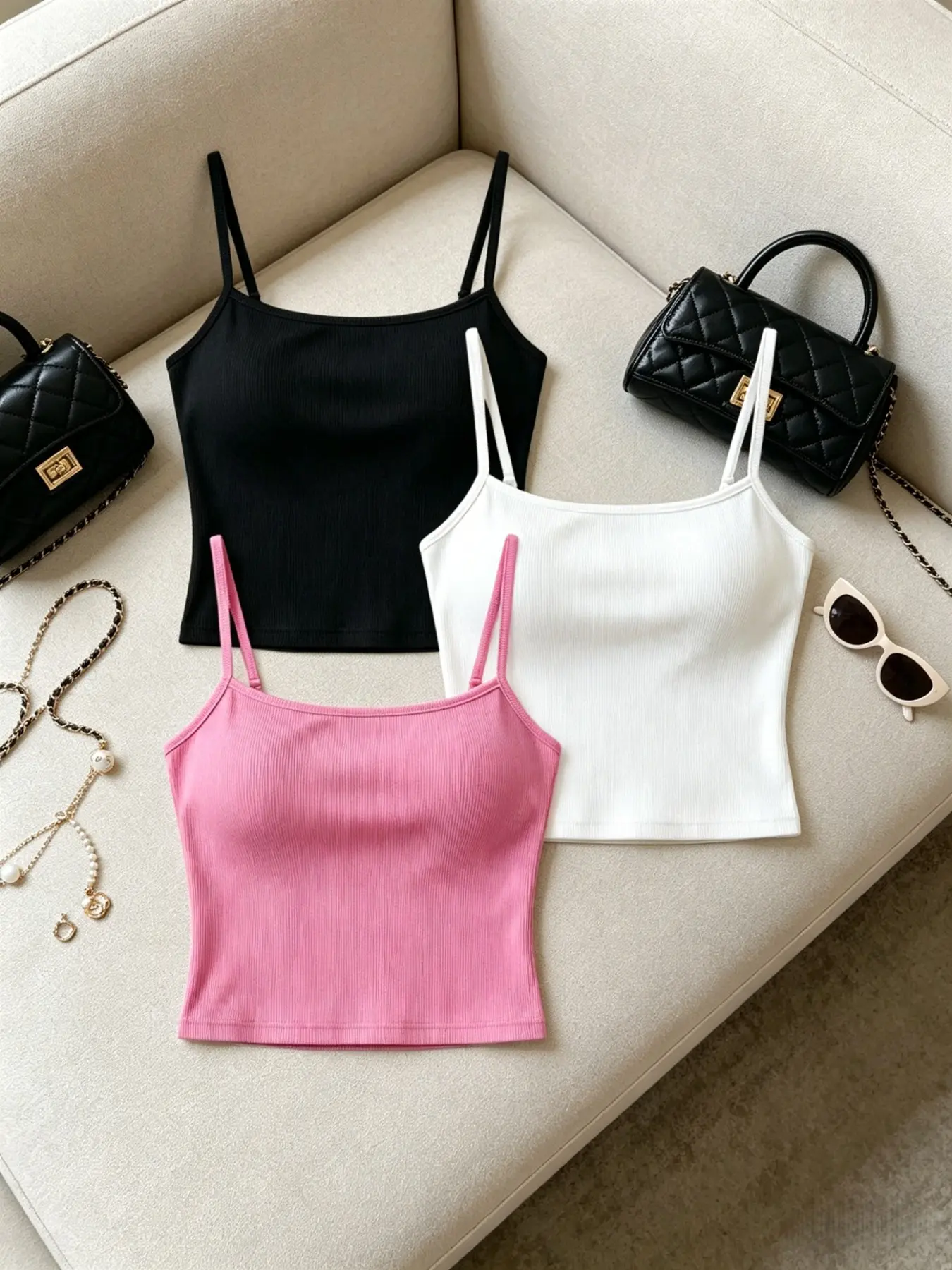 Sexy Asymmetrical Strappy Top for Women, New Slimming Design, Unique Single Shoulder Style, Versatile Sleeveless Upper Set of Three Pieces