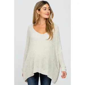 Ivory Speckled Oversized Maternity Sweater