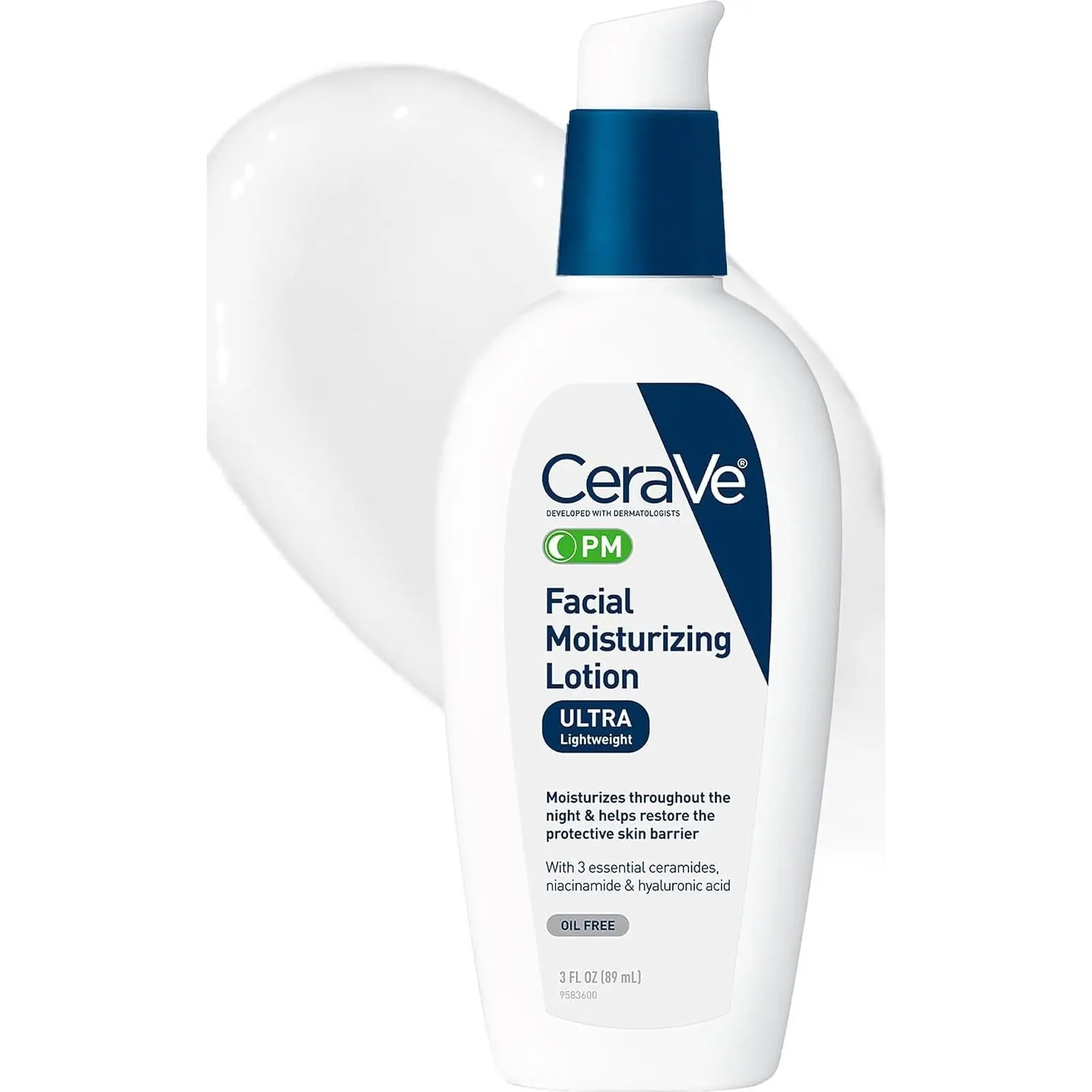 CeraVe PM Facial Moisturizing Lotion, Skin Care for Dry Skin, Oil-Free, 3oz