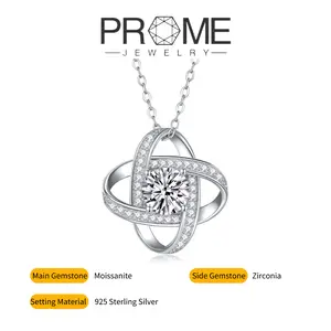 (MX005)S925 Sterling Silver Double Circle Pendant Necklace 1CT Synthetic Moissanite Elegant & Versatile Ideal Gift for Women Daily & Office Wear