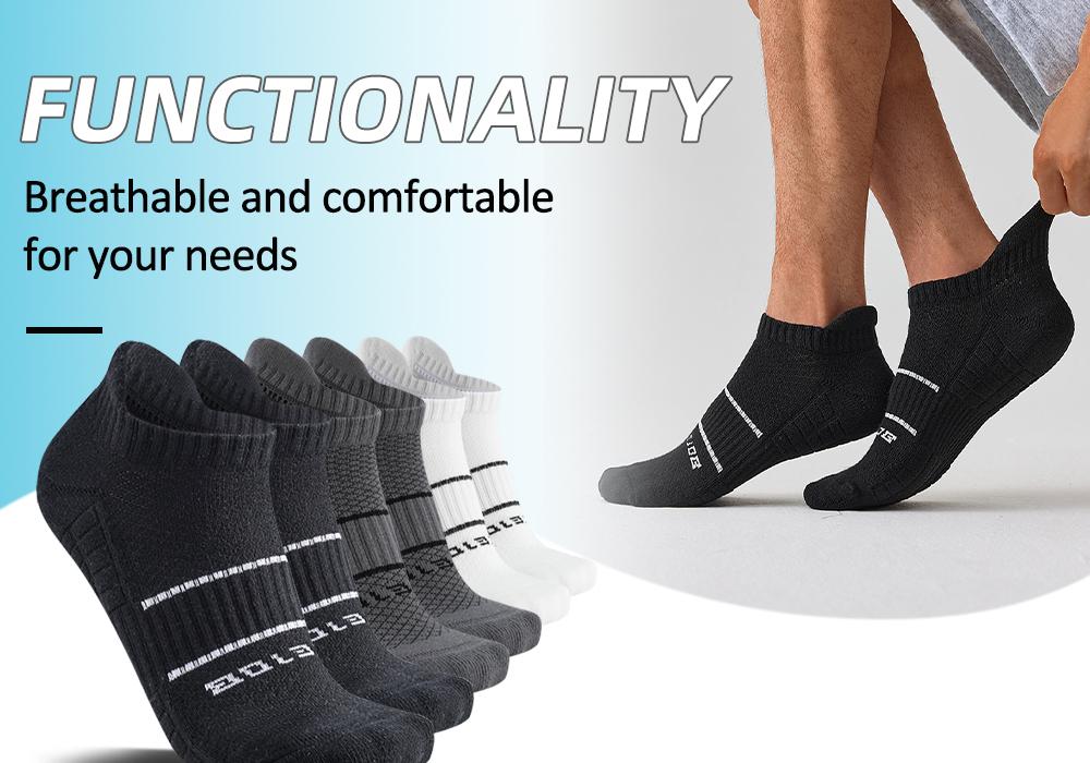 12 Pairs Professional Sports Socks for Men Women Ankle Socks with Cushioning Arch Support Cotton Moisture Wicking Odorless Durable for Basketball Running All Season Universal