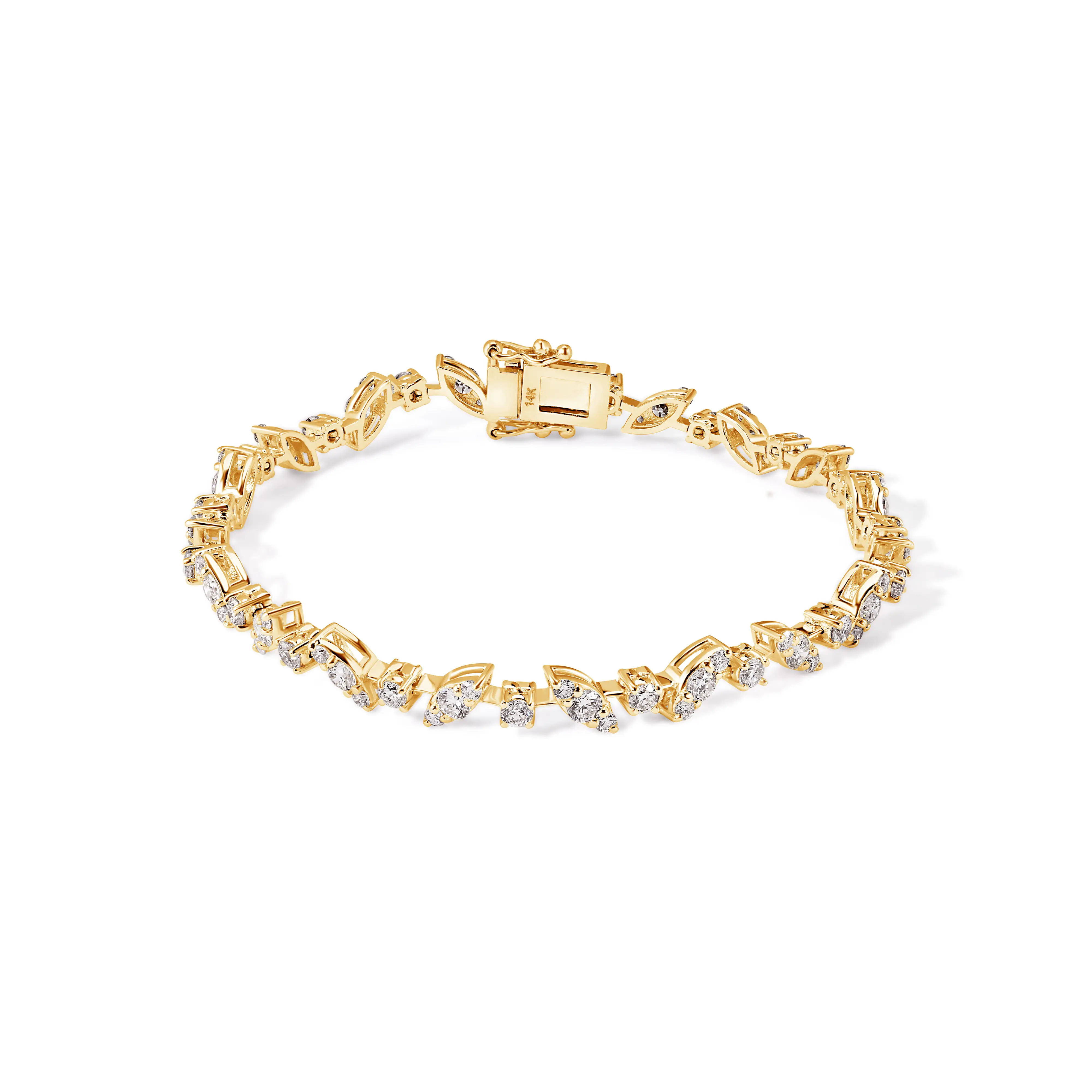 14K Gold Fancy Tennis Bracelet with 3.64 Carats of Diamonds - Elegant and Sophisticated Jewelry for Any Occasion
