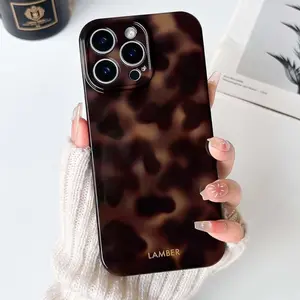Vintage Amber leopard Pattern Phone Case, Shockproof Protective Soft Silicone case for iPhone 17 17Air 16 Series Plus 11 12 13 14 15 Pro Max Protection
