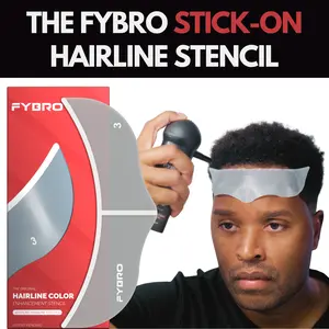 FYBRO Prime Package – Hairline Stencil Kit + Hair Fibers | Hairline Enhancement Kit | Hairline Filler for Men | Natural Hair Fiber Kit with Holding Spray