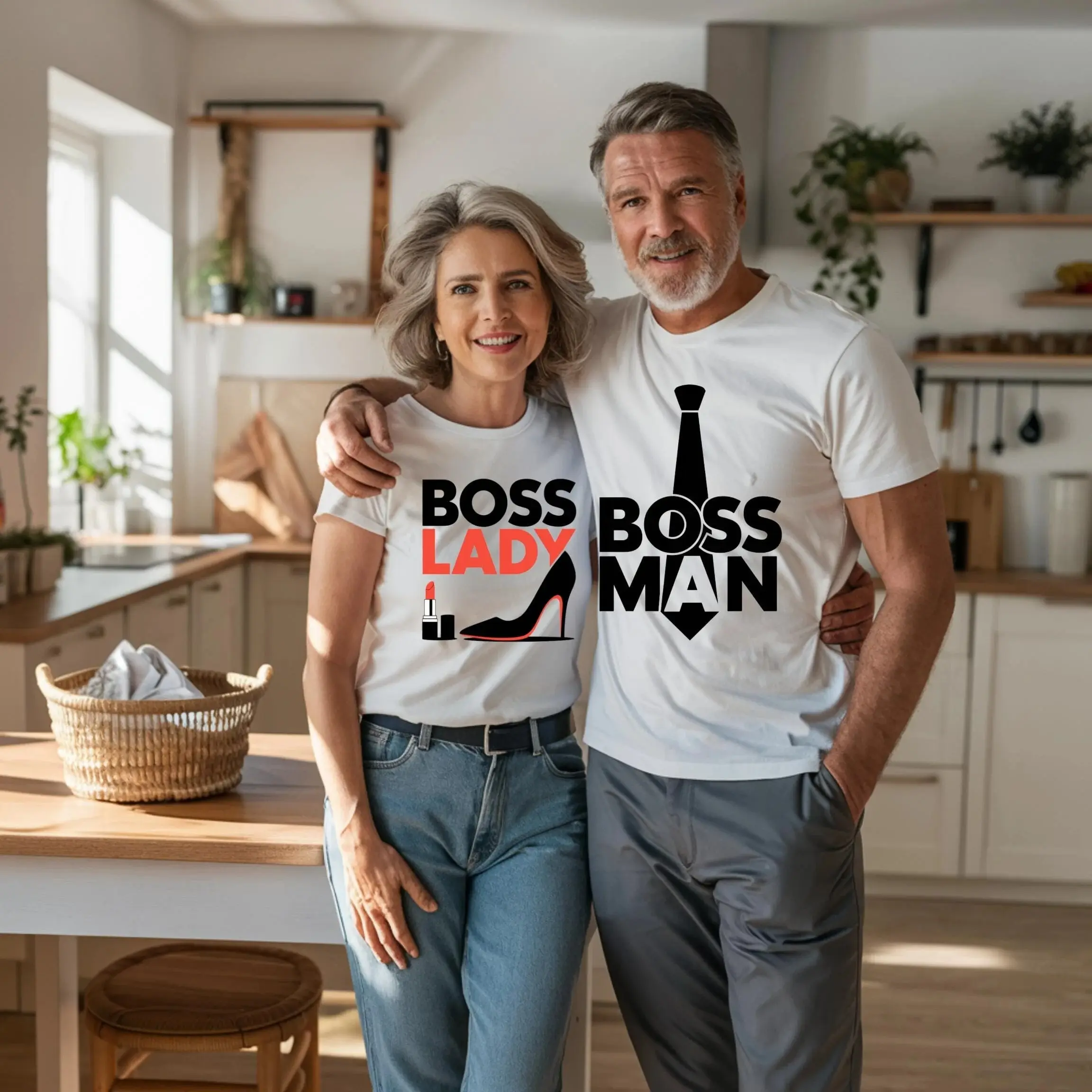 Boss Man Boss Lady Matching Shirts, Power Couple Tees, Anniversary Gift, Cute Couple T-Shirts, Funny Matching Set, His and Hers Shirt, Valentine's Day Couple Tee